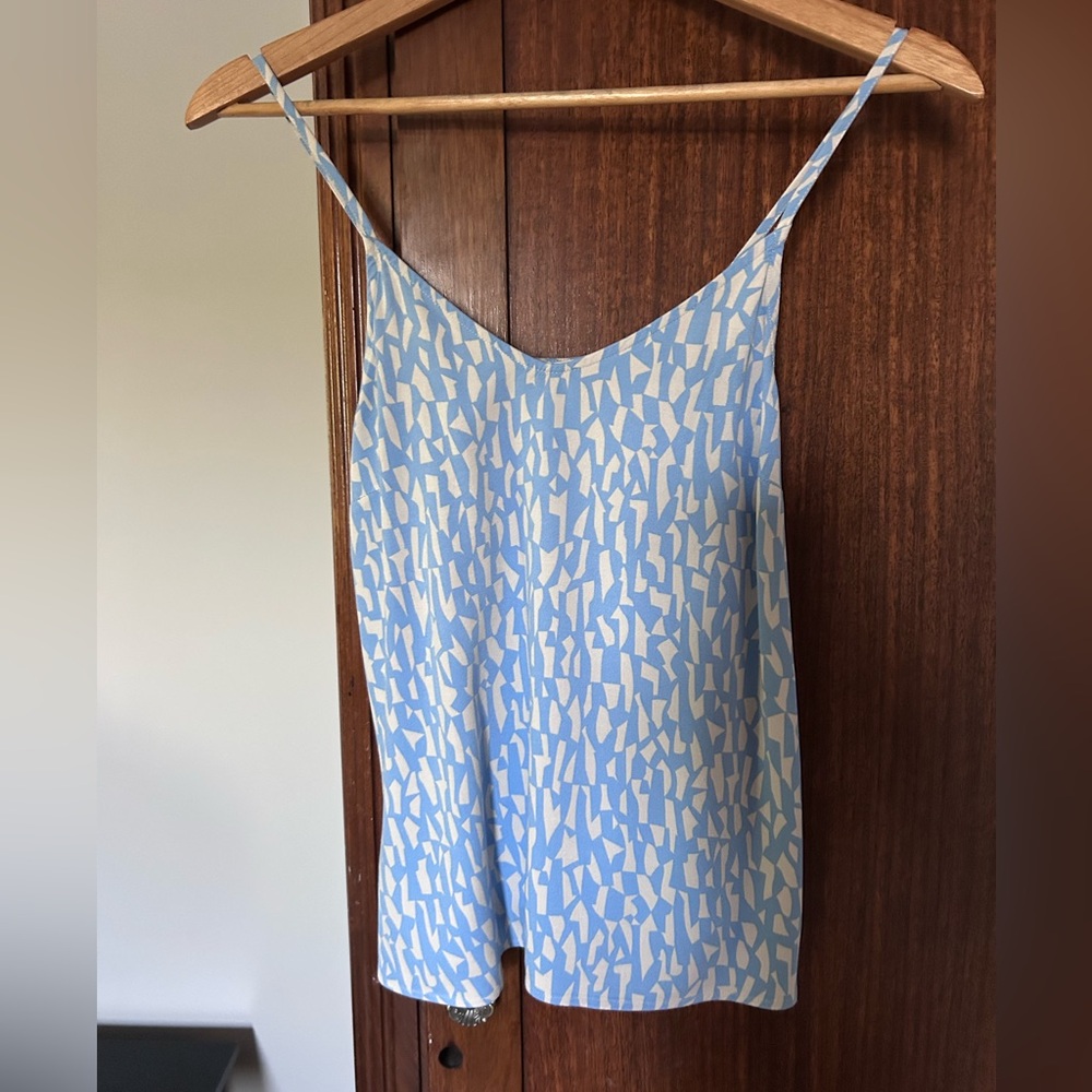 Revolution Light Blue and White Patterned Top